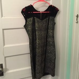 Black and gold mini dress