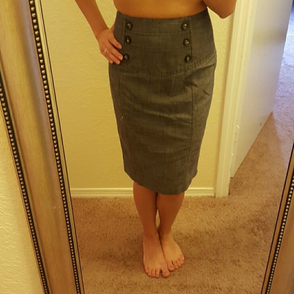 Gray high waist pencil skirt