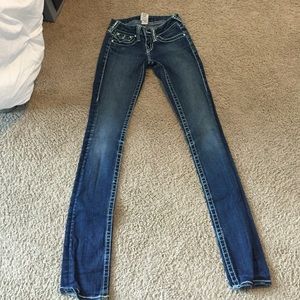 True religion Rhinestone logo pocket skinny