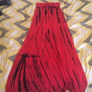 Red and Black Tie Dye maxi skirt