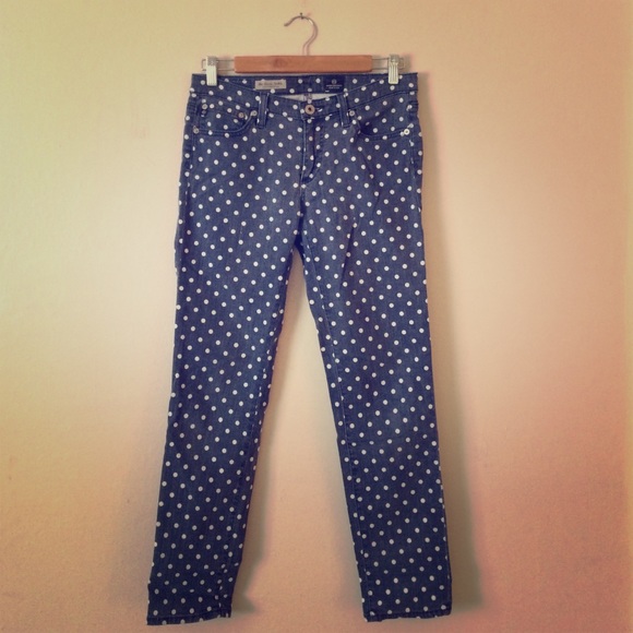 ADORABLE polka dot straight leg jeans!