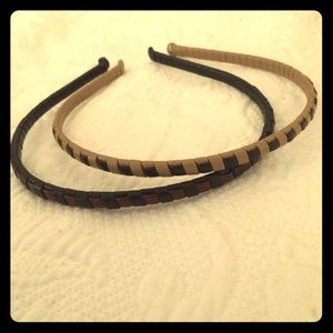 Two skinny brown woven headbands