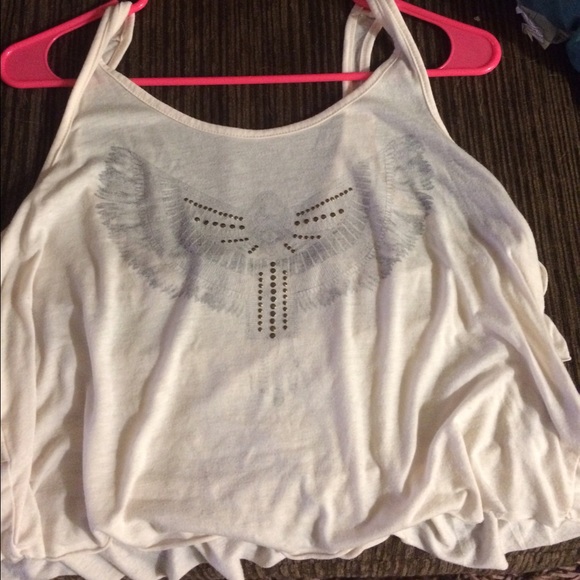 Loose fitting crop top with ruffle back