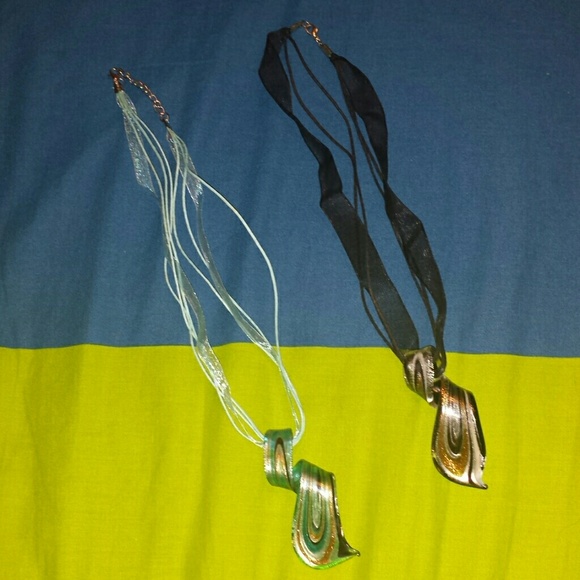 2 hand pulled glass necklaces