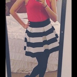 Black and white stripped full skirt