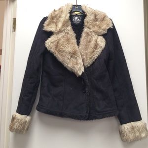 Faux suede / fur coat