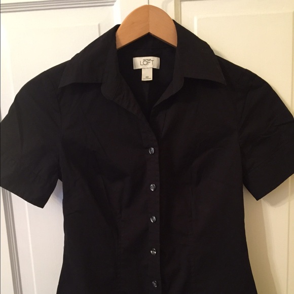 Ann Taylor Loft Black Button Up Blouse