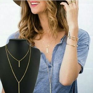 Last one! 2 Layer Gold Bar Necklace
