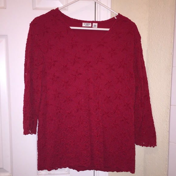 Red 3/4 length sleeve blouse from Cato