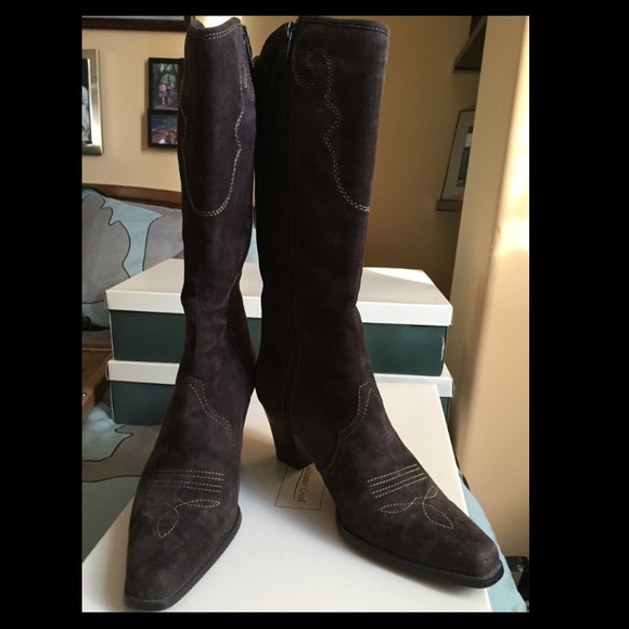 Embellished Western Brown Swede Boots