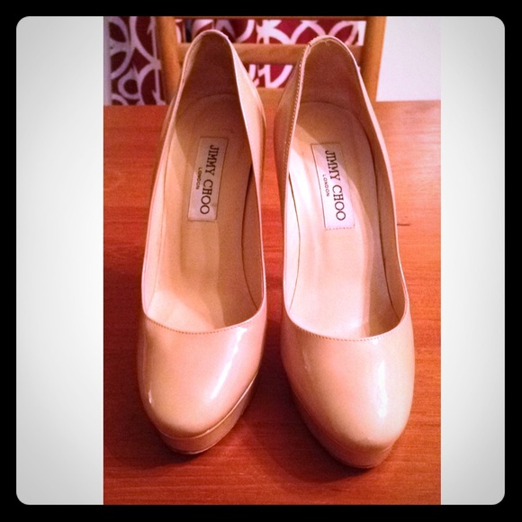 Jimmy Choo Nude Patent Leather Pumps
