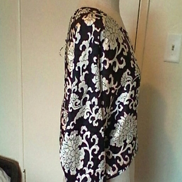 CLAUDIA CORDIC BLOUSE EXPOSED BACK BLK/IVORY - Picture 2 of 4