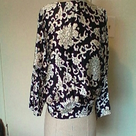 CLAUDIA CORDIC BLOUSE EXPOSED BACK BLK/IVORY - Picture 3 of 4