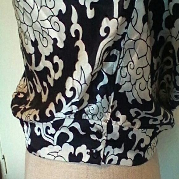 CLAUDIA CORDIC BLOUSE EXPOSED BACK BLK/IVORY - Picture 4 of 4