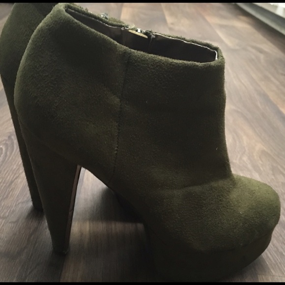 Faux Suede Army Green Bootie