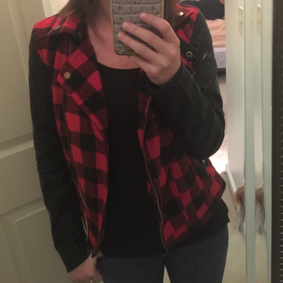 Red Plaid motorcycle jacket