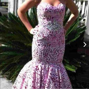 TIFFANY DESIGNS SEQUIN LEOPARD MERMAID PROM DRESS