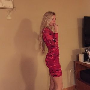 Red abstract floral dress