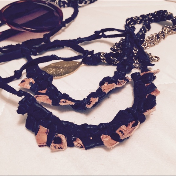 Wearable art Jewelry, necklace black and pink.