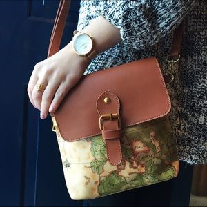 Map print crossbody bag