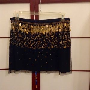 Black Skirt with Gold Sequin Overlay