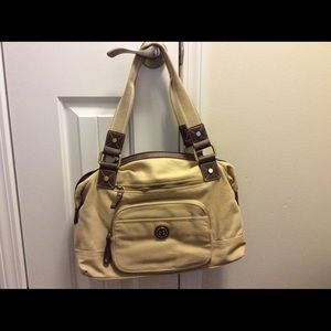 GIANI BERNINI TAN CANVAS HOBO HANDBAG