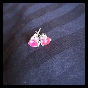 Heart shaped ruby earrings
