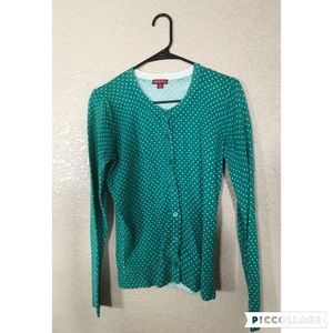 Merona Green with White Polka Dot Cardigan