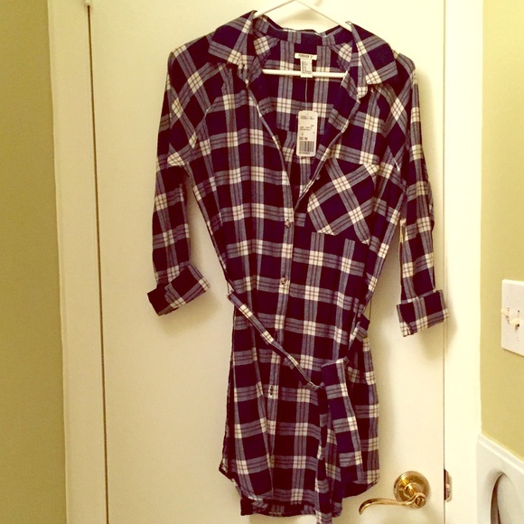 SOLD Plaid flannel shirt dress