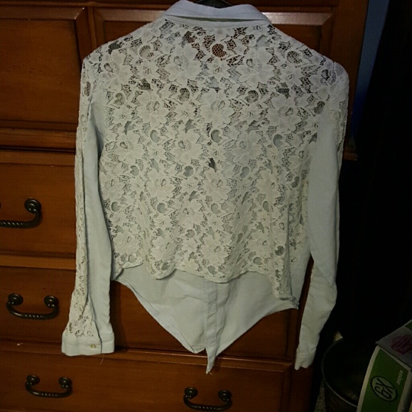 Blue lacy button down - Picture 2 of 2