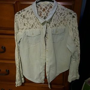 Blue lacy button down