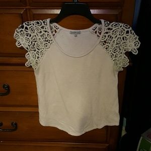 Blush colored lacy top