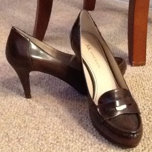 AK Anne Klein three inch heel penny loafer