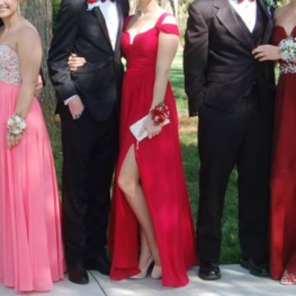 Red Empire Waist Prom Dress