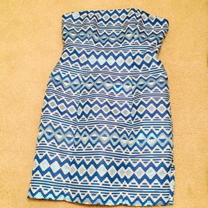 Gorgeous Blue and white strapless cocktail dress