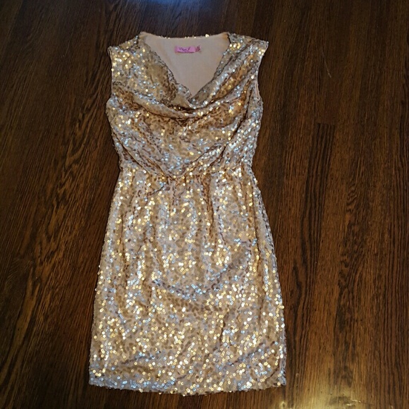 Gold sequin cocktail dress Just Reduced!