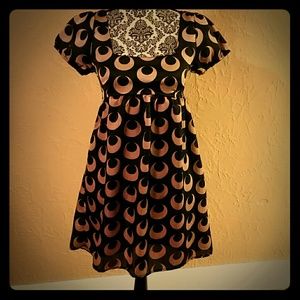 Black and Copper Crescent Moon Dress
