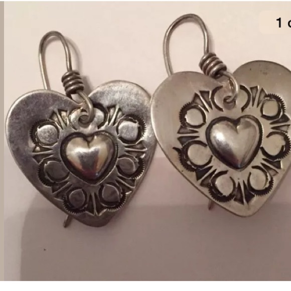 Sterling Silver Dangle Heart Earrings
