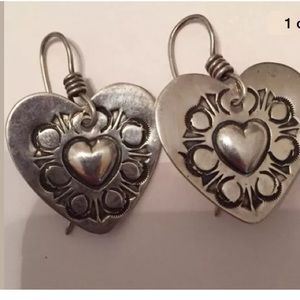 Sterling Silver Dangle Heart Earrings