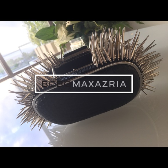 Spikes BCBG silver chain clutch in black