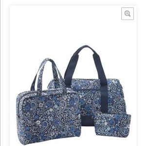 Three piece travel set blue paisley NEW