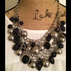 Navy and Silver NY Necklace