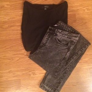 Black/grey marbled skinny jeans