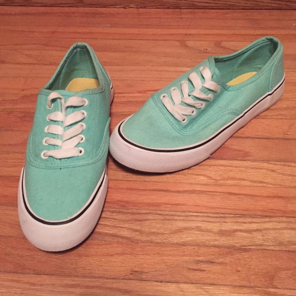Turquoise flat sneakers