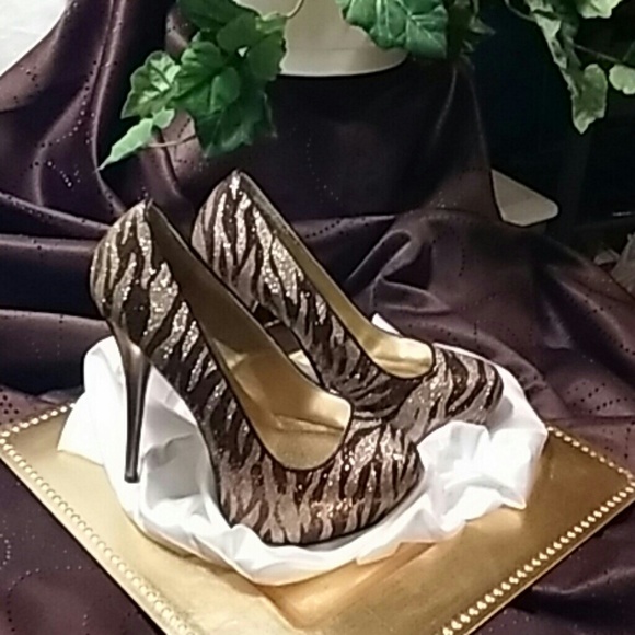 Gold high heels
