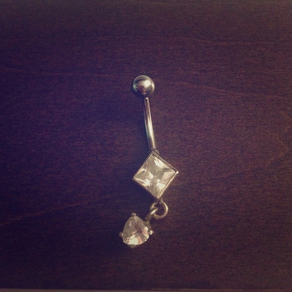 Navel ring with dangle rhinestone