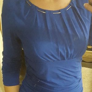Royal blue top with 3/4 inch sleeves