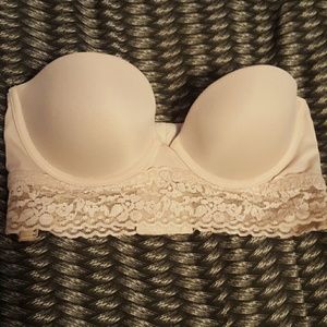 ✌CRAZY SALE VS PINK strapless nude lace bra
