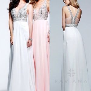 White Faviana prom dress