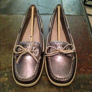 Silver Sparkle Sperrys